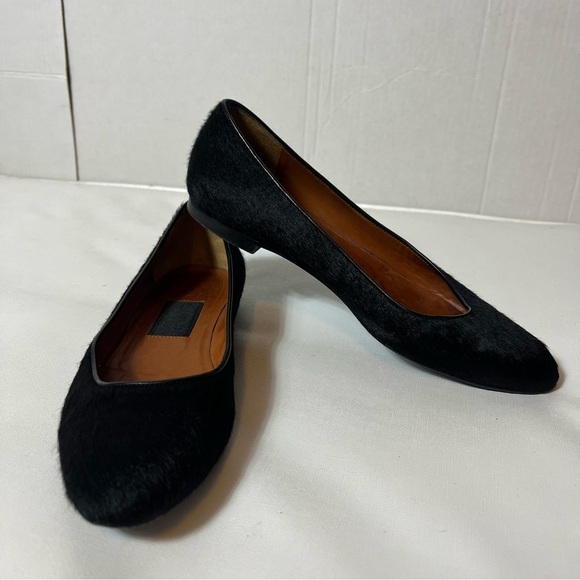LANVIN Womens Black Calf Hair Flats Almond Toe Pull On Made In Italy Shoes Sz 36 - Picture 1 of 12